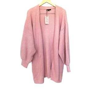 Love Tree Women's Cardigan Long Sleeve Candy Pink Sweater Size Large